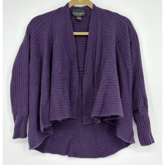Cynthia Rowley Sweaters - Cynthia Rowley 100% Cashmere Purple Open Front Cardigan Size Medium